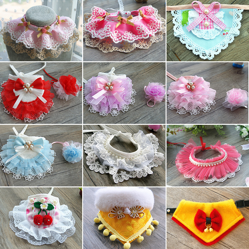 Pet&#039;s Saliva Towel Lace Princess Dog Scarf Triangle Scarf Bib Accessories Bib Cat Turtleneck Decorations
