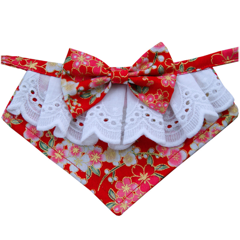 Pet&#039;s Saliva Towel Lace Princess Dog Scarf Triangle Scarf Bib Accessories Bib Cat Turtleneck Decorations