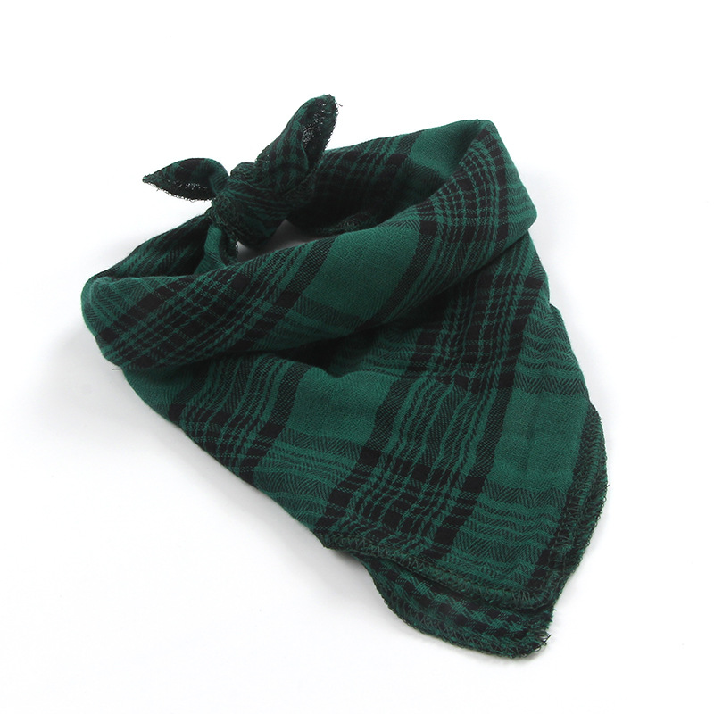 Pet Three Plaid Double-Sided Cat Dog Saliva Towel Dog in-Ground Fence Receiver Collar Customized Dogs and Cats Scarf Pet Triangular Scarf
