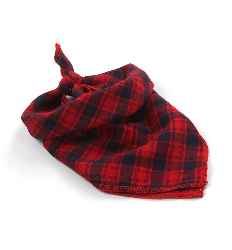 Pet Three Plaid Double-Sided Cat Dog Saliva Towel Dog in-Ground Fence Receiver Collar Customized Dogs and Cats Scarf Pet Triangular Scarf