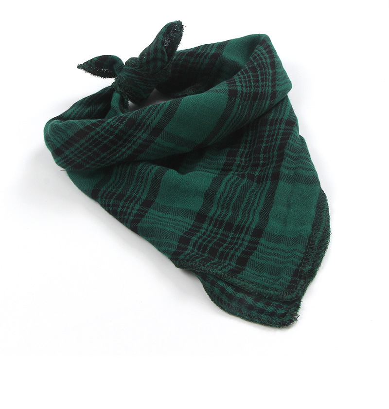 Pet Three Plaid Double-Sided Cat Dog Saliva Towel Dog in-Ground Fence Receiver Collar Customized Dogs and Cats Scarf Pet Triangular Scarf