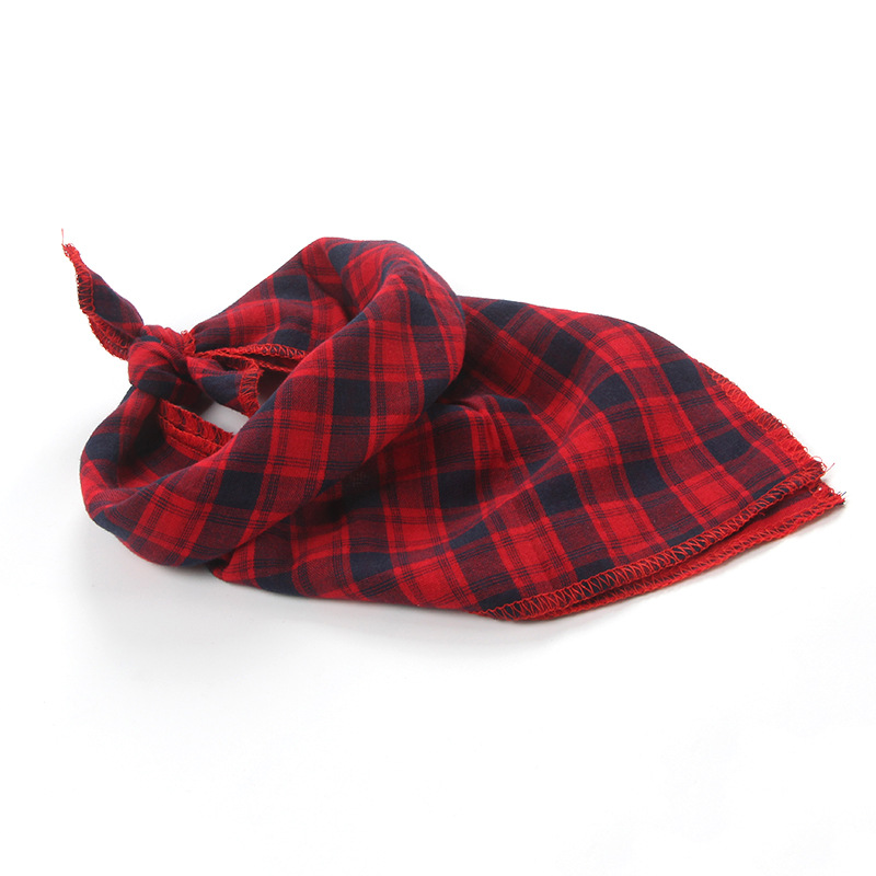 Pet Three Plaid Double-Sided Cat Dog Saliva Towel Dog in-Ground Fence Receiver Collar Customized Dogs and Cats Scarf Pet Triangular Scarf