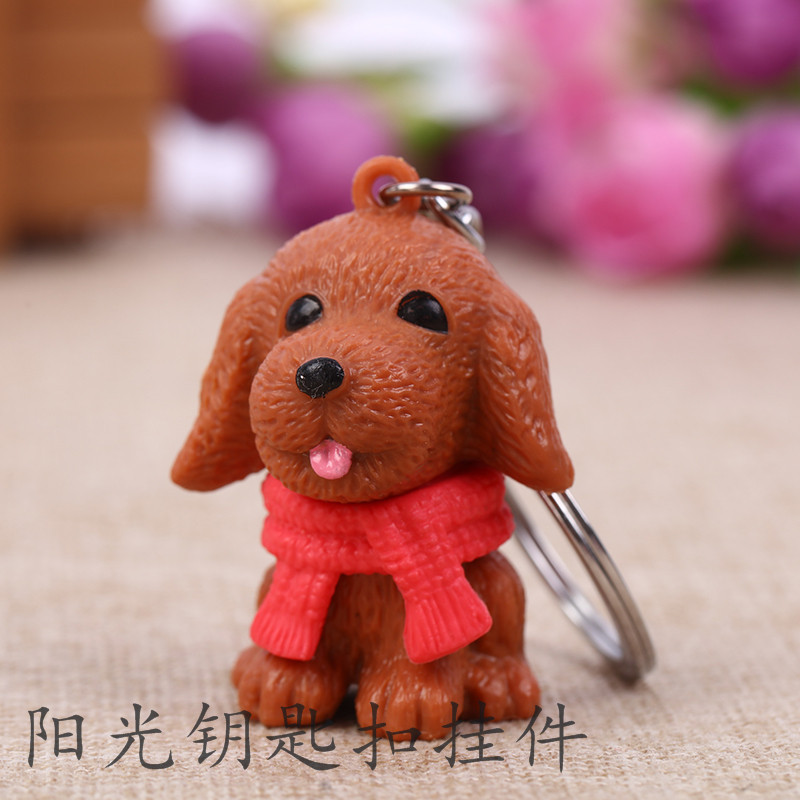 Selling cute scarf dog key ring pendant candy color key ring accessories small gift car pendant wholesale