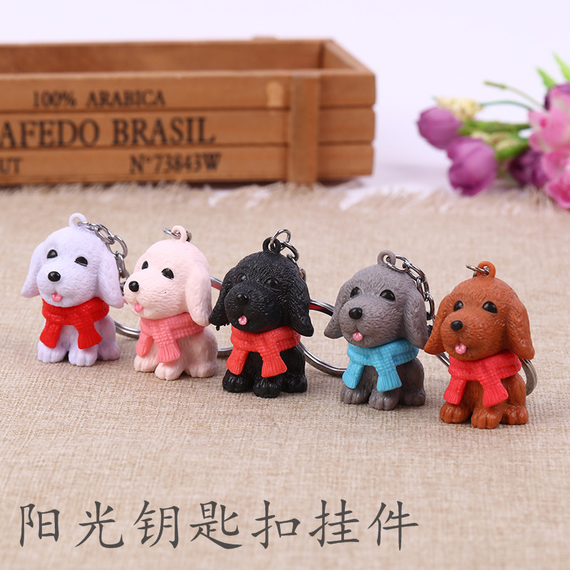 Selling cute scarf dog key ring pendant candy color key ring accessories small gift car pendant wholesale