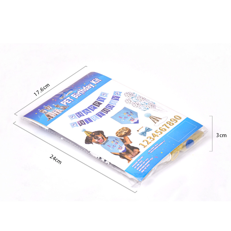 Cross-Border New Arrival Pet Birthday Party Decoration Dog Cat Footprints Balloon Flag Scarf Hood Hat Triangular Binder Suit