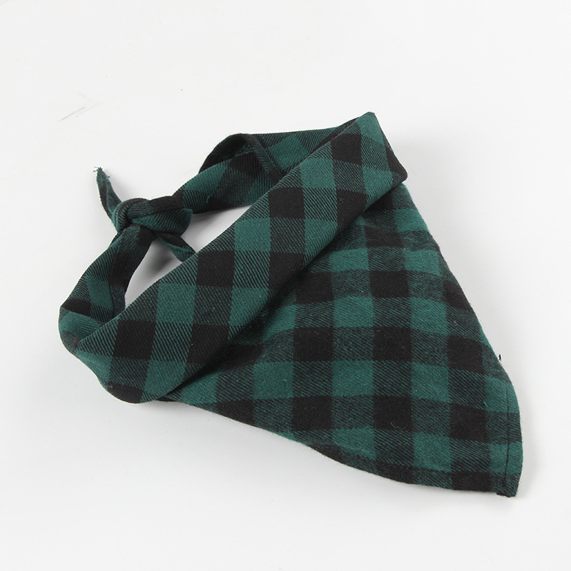 Pet&#039;s Saliva Towel Wholesale Puppy Dog Triangular Binder Plaid Printed Cat Scarf Golden Retriever Teddy Triangular Binder