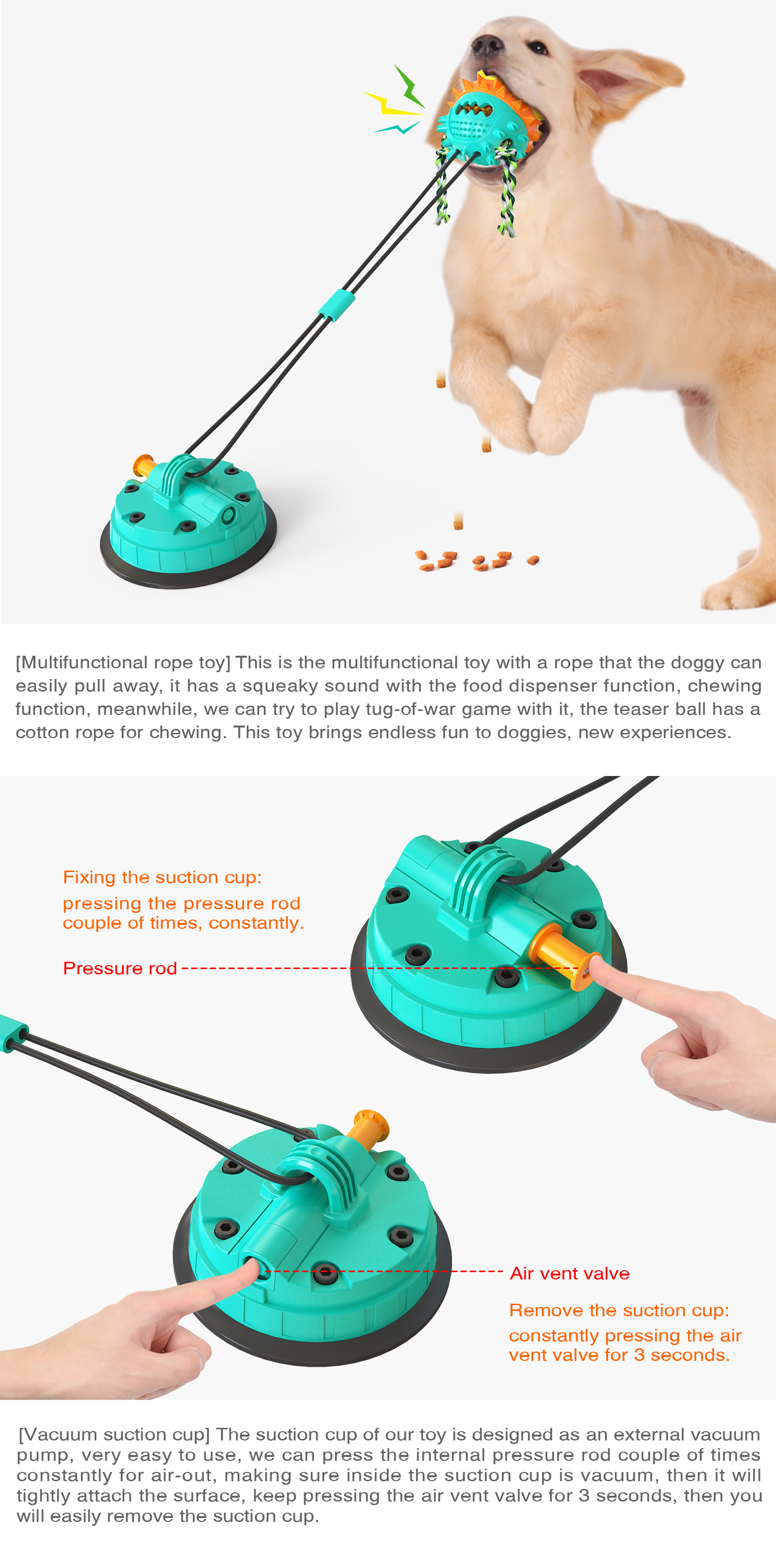 Pet Supplies Factory Wholesale Company New Hot Amazon Dog Molar Toy Vacuum Sucker Drawstring Ball