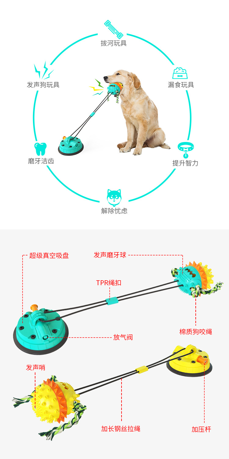 Pet Supplies Factory Wholesale Company New Hot Amazon Dog Molar Toy Vacuum Sucker Drawstring Ball