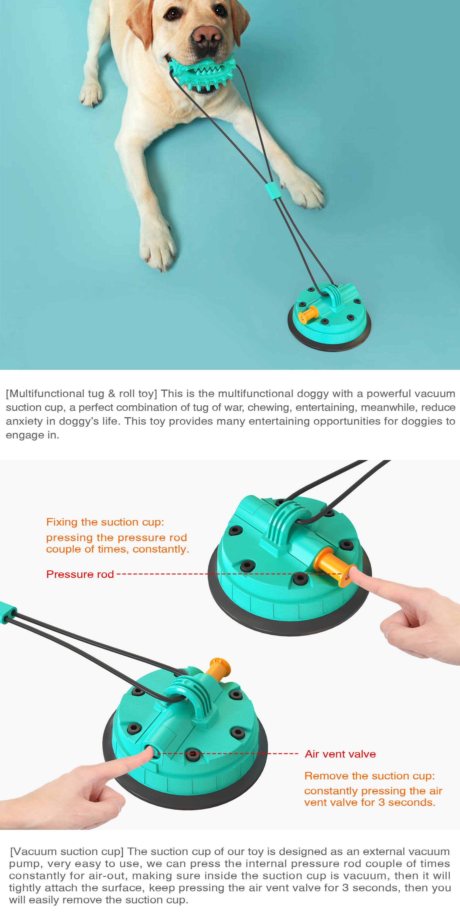 Pet Supplies Factory Wholesale Company New Hot Amazon Dog Molar Toy Vacuum Sucker Drawstring Ball