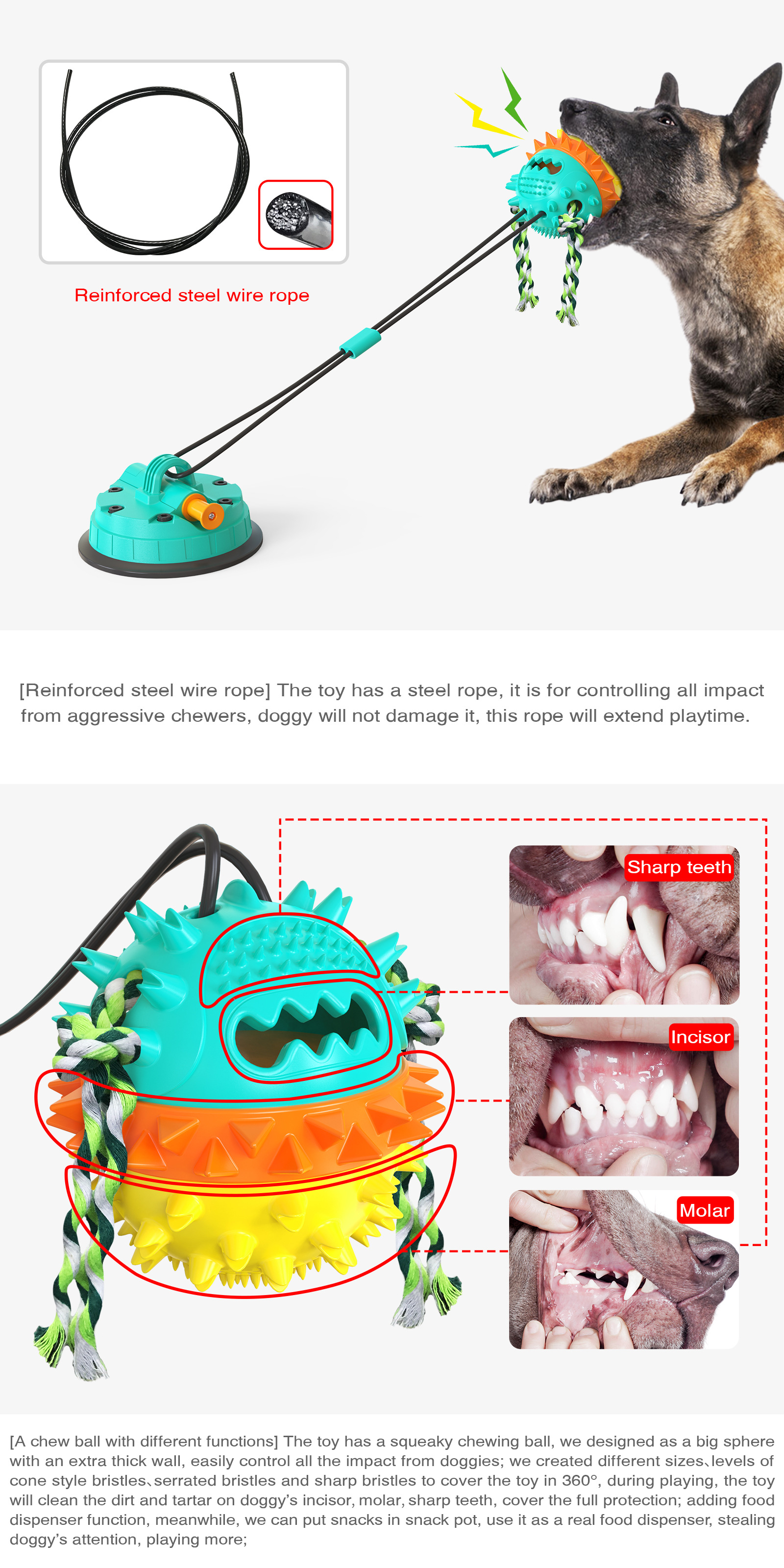 Pet Supplies Factory Wholesale Company New Hot Amazon Dog Molar Toy Vacuum Sucker Drawstring Ball