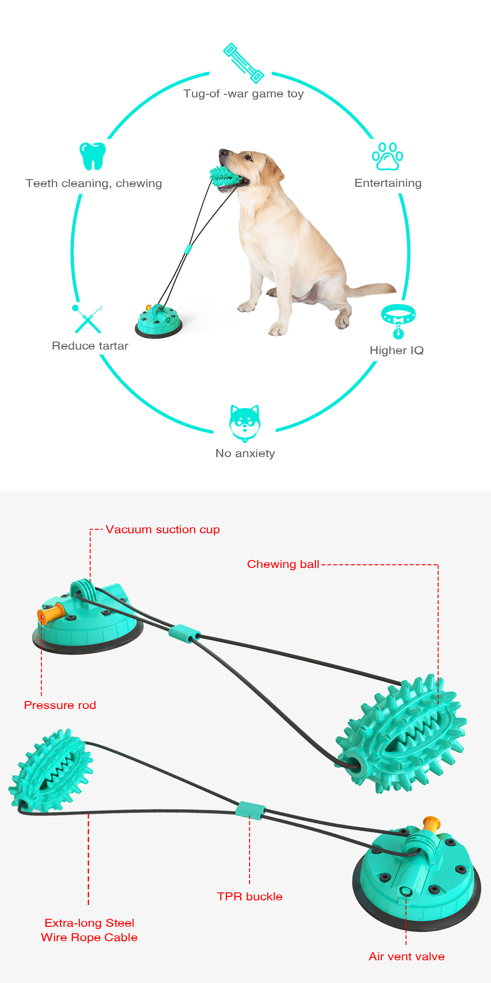 Pet Supplies Factory Wholesale Company New Hot Amazon Dog Molar Toy Vacuum Sucker Drawstring Ball