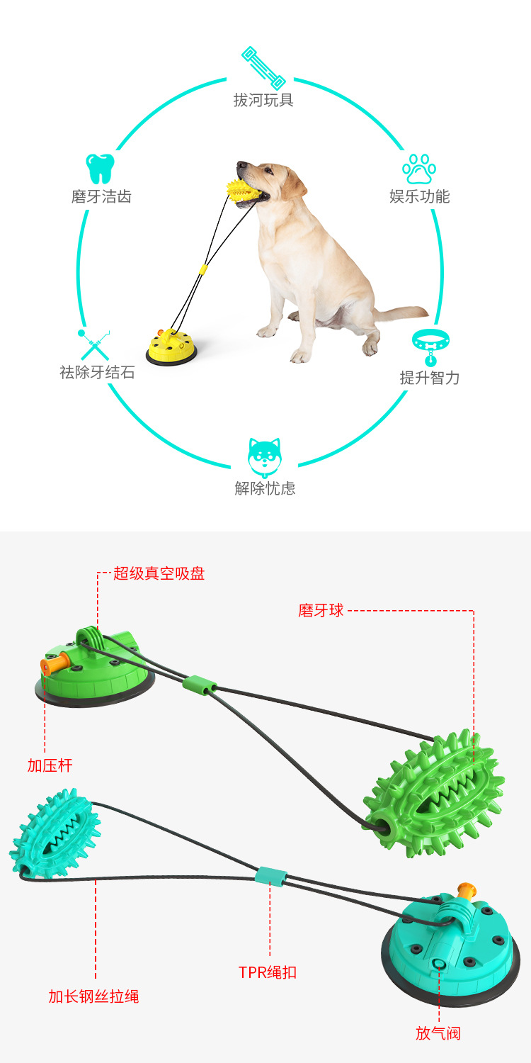 Pet Supplies Factory Wholesale Company New Hot Amazon Dog Molar Toy Vacuum Sucker Drawstring Ball