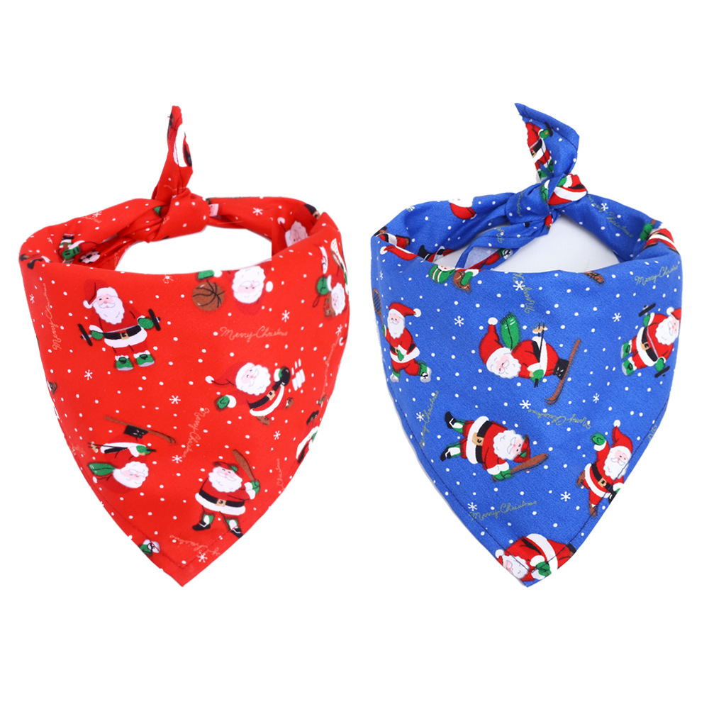 Amazon Hot Selling Christmas Pet&#039;s Saliva Towel Dog Triangle Cotton Printed Cat Scarf Scarf Scarf