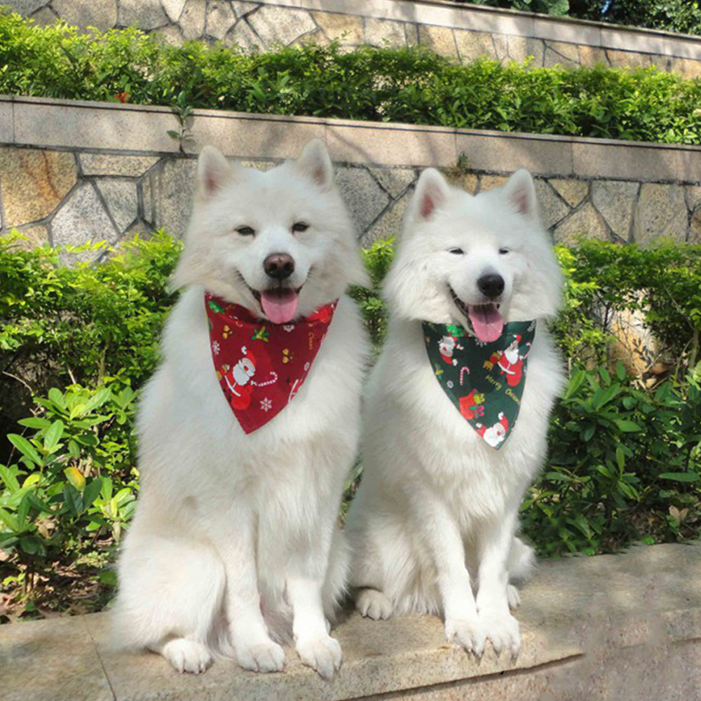 Amazon Hot Selling Christmas Pet&#039;s Saliva Towel Dog Triangle Cotton Printed Cat Scarf Scarf Scarf