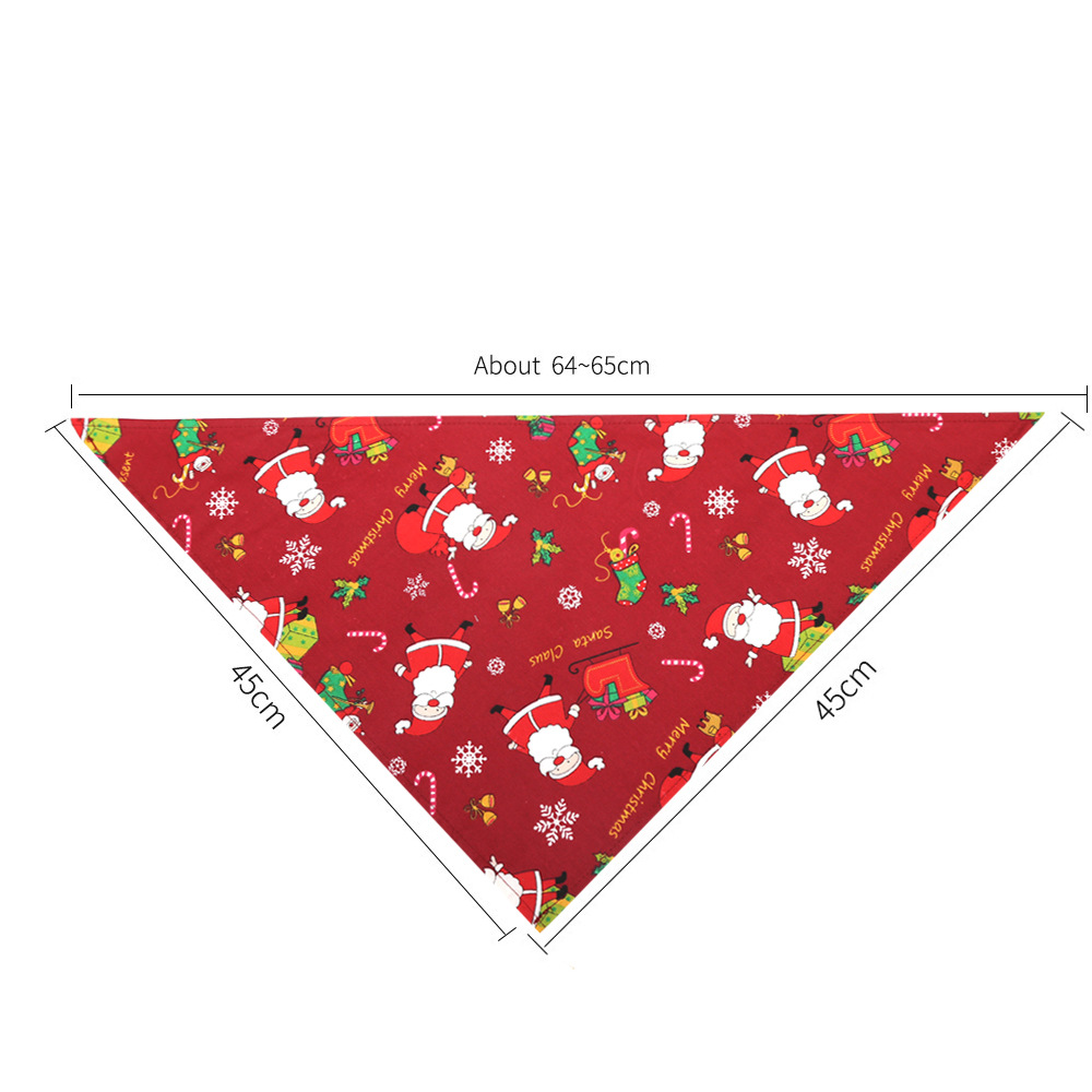 Cross-Border Amazon Christmas Pet&#039;s Saliva Towel Pure Cotton Triangle Scarf Dog Scarf Cat Scarf Jewelry