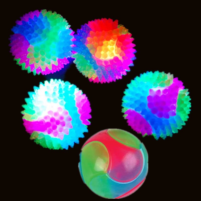 Small Dog Teddy Flash Dog Toy Ball TPR Three-Color Solid Elastic Ball Dog Training Catch Throwing Ball