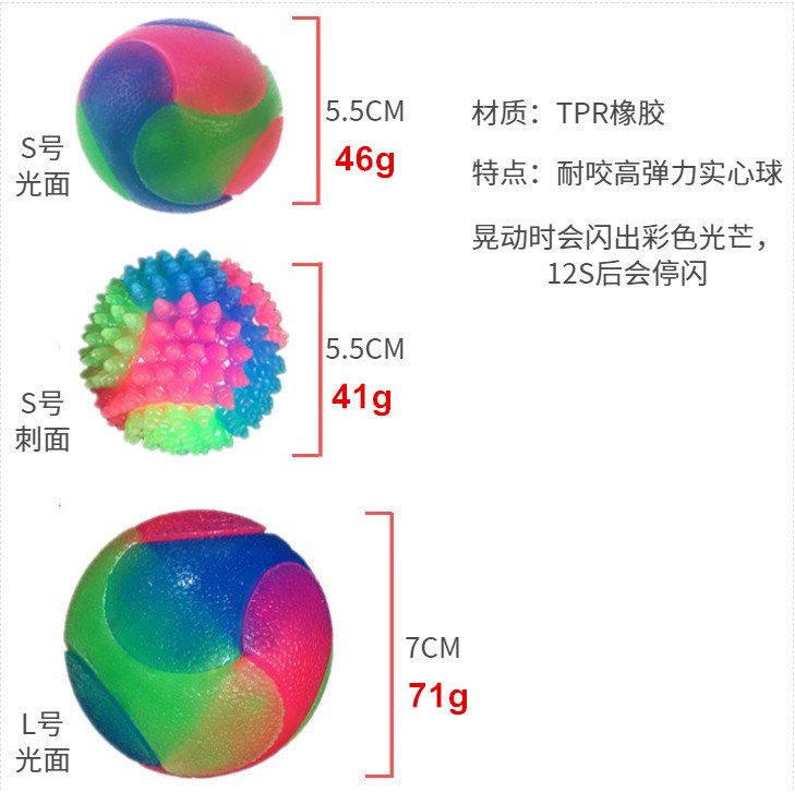 Small Dog Teddy Flash Dog Toy Ball TPR Three-Color Solid Elastic Ball Dog Training Catch Throwing Ball Small Dog Teddy Flash Dog Toy Ball TPR Three-Color Solid Elastic Ball Dog Training Catch Throwing Ball