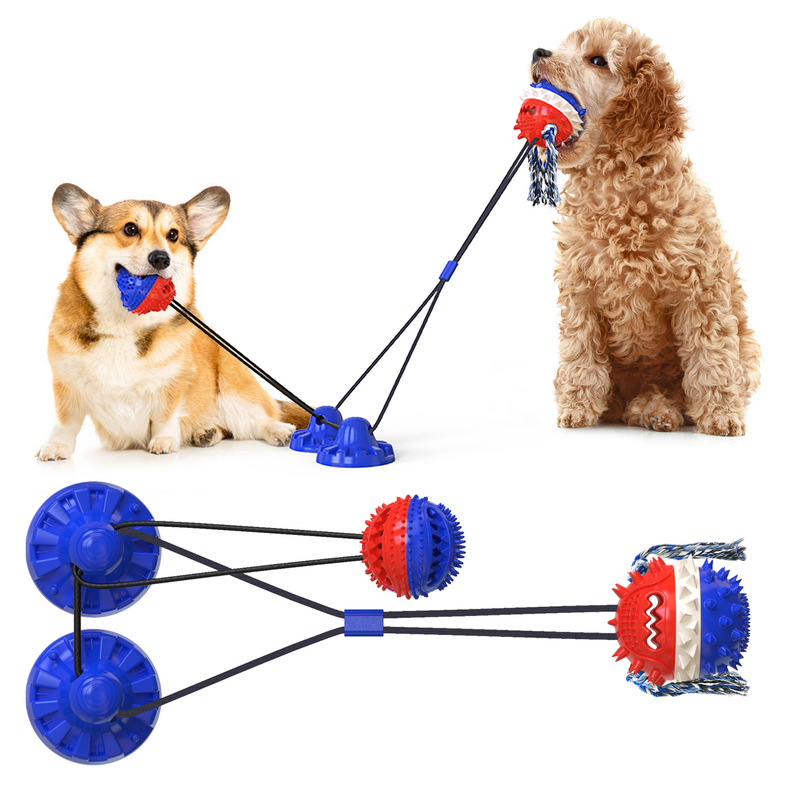Pet Supplies Factory New Hot Amazon Sucker Sound Dog Bite Molar Training Dog Toy Food Dropping Ball