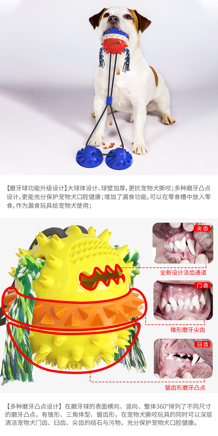 Pet Supplies Factory New Hot Amazon Sucker Sound Dog Bite Molar Training Dog Toy Food Dropping Ball