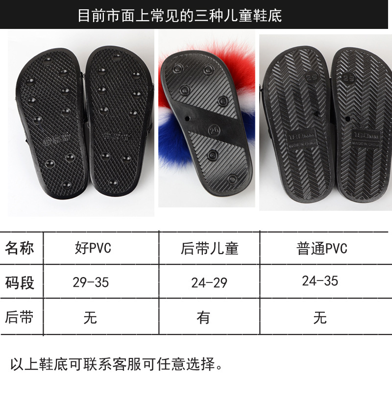 New Foreign Trade Fur Ball PVC Sandals Modern and TrendyWomen Wear Fox Raccoon Dog Fur Children Slipper CrossBorder