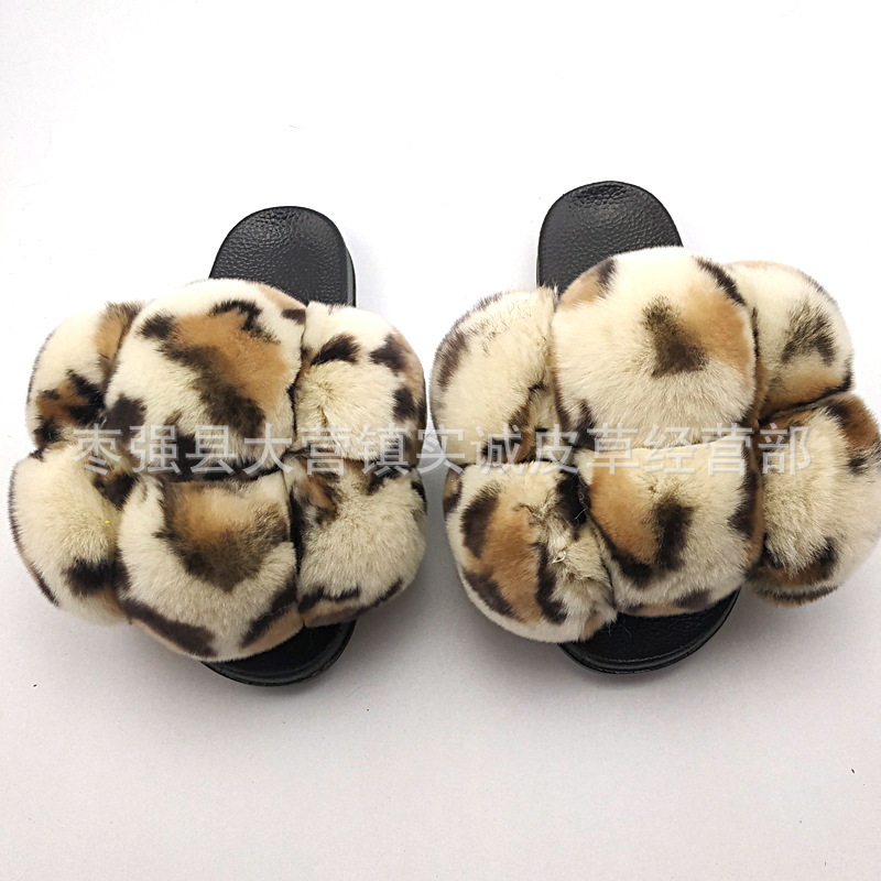 New Foreign Trade Fur Ball PVC Sandals Modern and TrendyWomen Wear Fox Raccoon Dog Fur Children Slipper CrossBorder