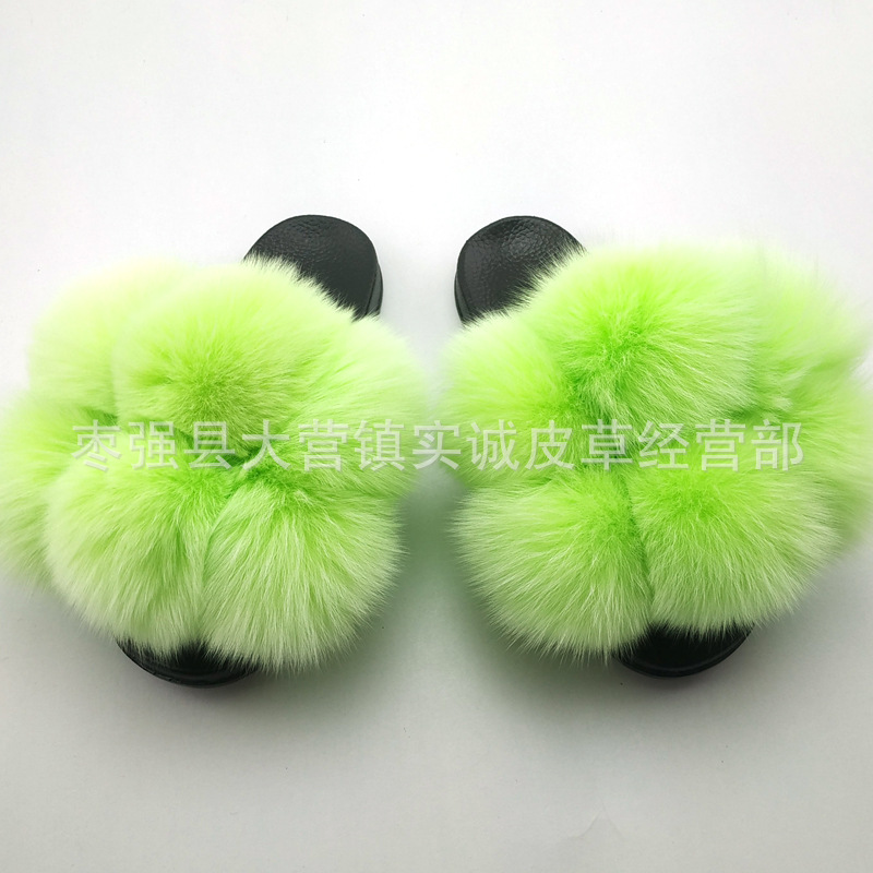 New Foreign Trade Fur Ball PVC Sandals Modern and TrendyWomen Wear Fox Raccoon Dog Fur Children Slipper CrossBorder