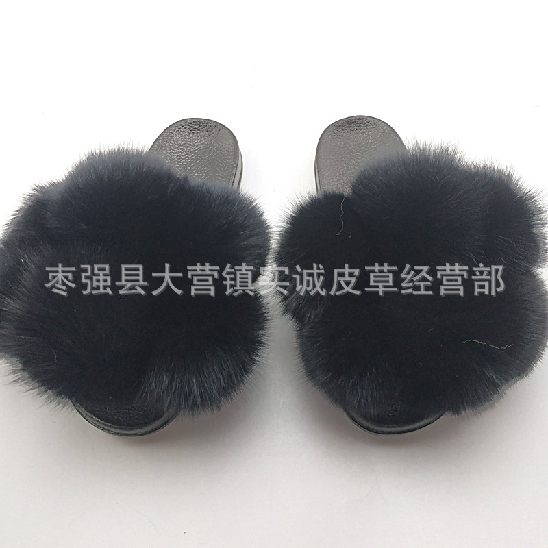 New Foreign Trade Fur Ball PVC Sandals Modern and TrendyWomen Wear Fox Raccoon Dog Fur Children Slipper CrossBorder