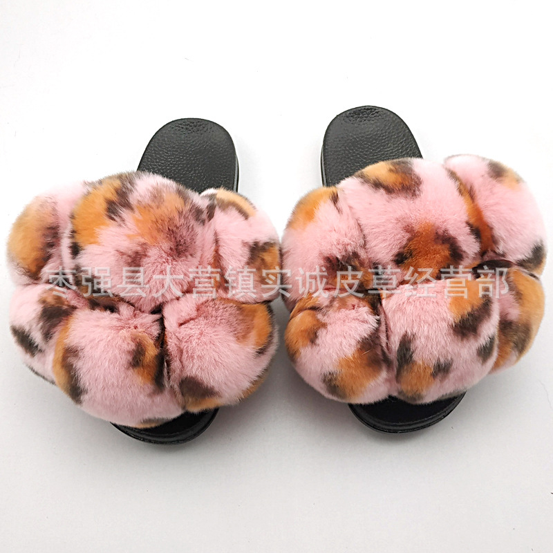 New Foreign Trade Fur Ball PVC Sandals Modern and TrendyWomen Wear Fox Raccoon Dog Fur Children Slipper CrossBorder