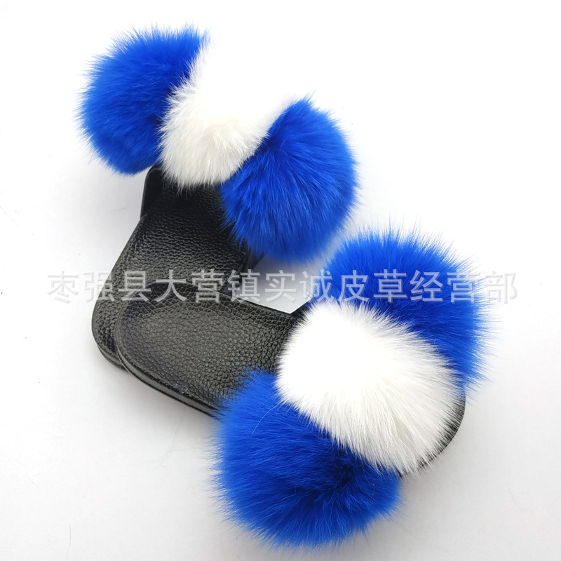 New Foreign Trade Fur Ball PVC Sandals Modern and TrendyWomen Wear Fox Raccoon Dog Fur Children Slipper CrossBorder
