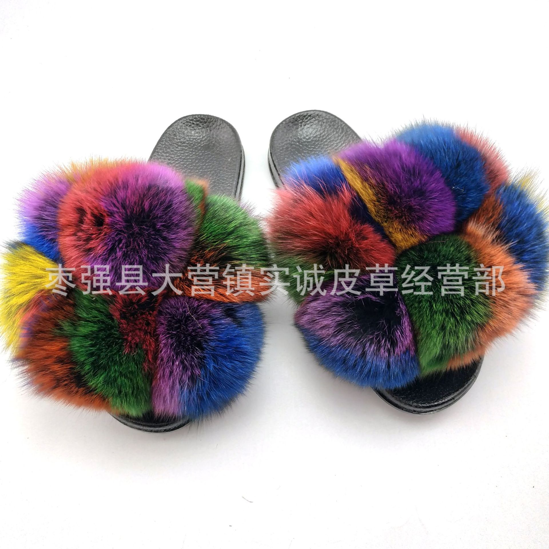 New Foreign Trade Fur Ball PVC Sandals Modern and TrendyWomen Wear Fox Raccoon Dog Fur Children Slipper CrossBorder