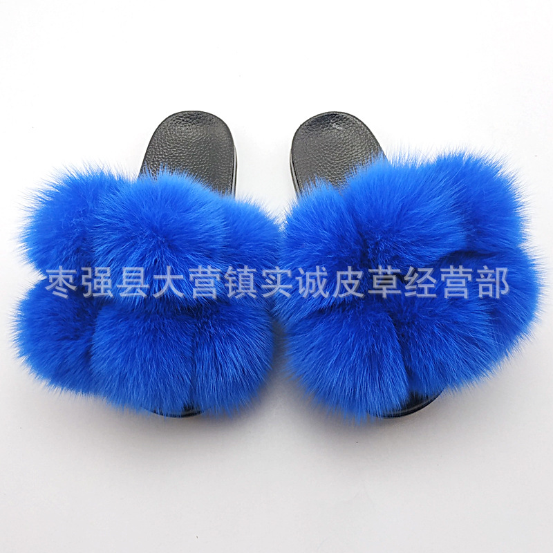 New Foreign Trade Fur Ball PVC Sandals Modern and TrendyWomen Wear Fox Raccoon Dog Fur Children Slipper CrossBorder