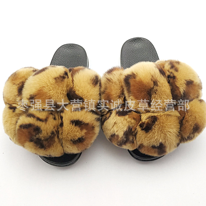 New Foreign Trade Fur Ball PVC Sandals Modern and TrendyWomen Wear Fox Raccoon Dog Fur Children Slipper CrossBorder