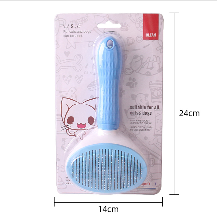 Dog Hair Brush Stainless Steel Hair Removal Self-Cleaning Pet Comb
