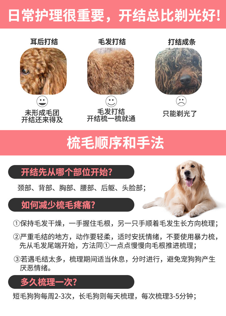 Amazon Exclusively Provides Dog Pet Comb Needle Comb Comb Hair Removal Double-Sided Knot Untying Comb Brush Lady Shaver Supplies