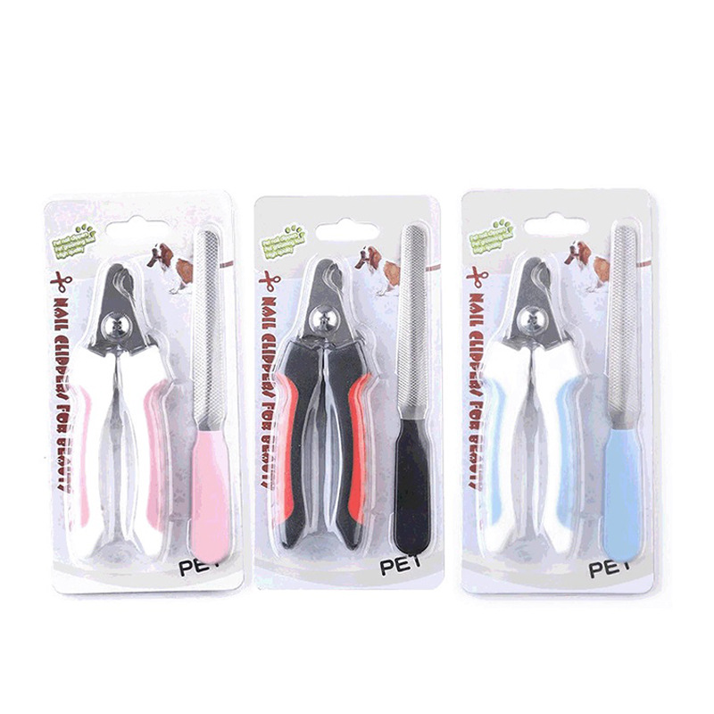 Factory Direct Sales Pet Nail Clipper Set File Two-Piece Set Cat and Dog Universal Stainless Steel Cat and Dog Nail Scissors
