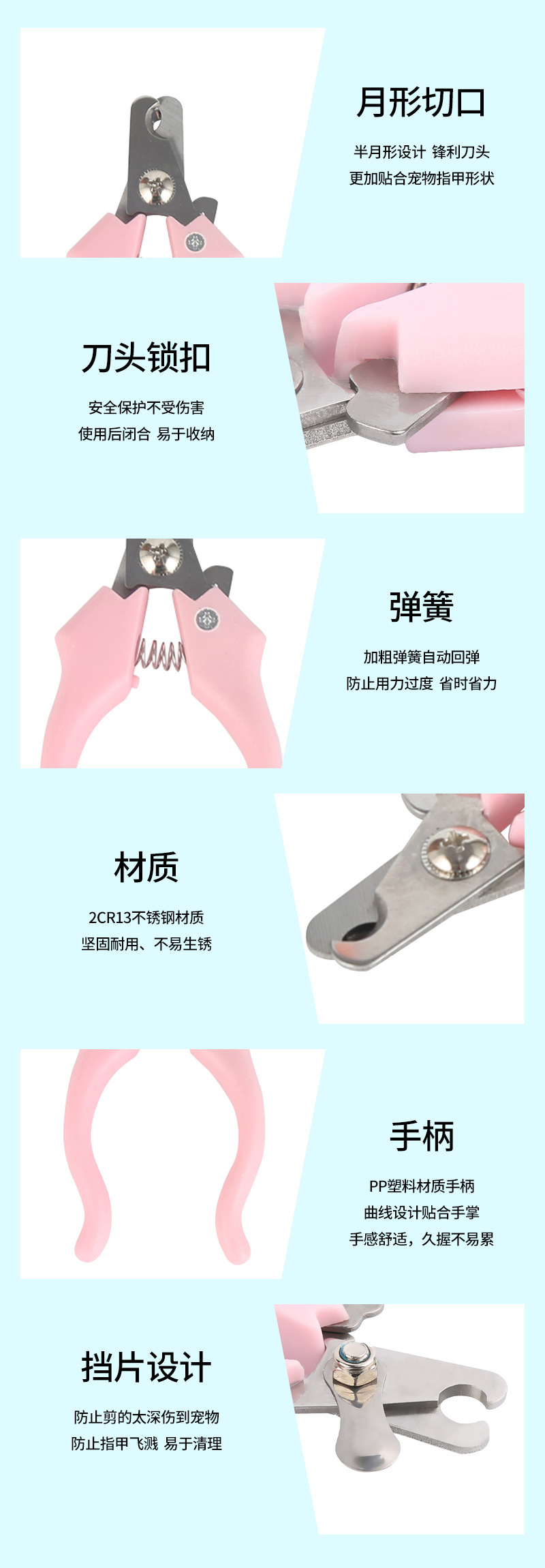 Wholesale Dog Cat Stainless Steel Cutter Head Pet Nail Clippers Pet Cleaning Supplies with File Pet Nail Clipper