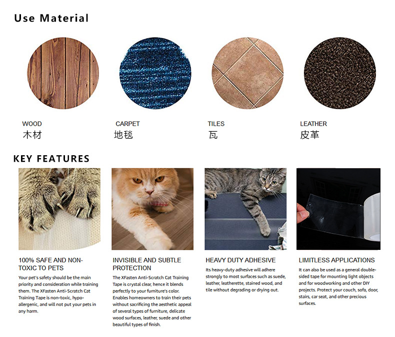 Amazon Hot Selling Pet Sofa Protective Tape Cat Anti-Scratch Protector Film Training Item