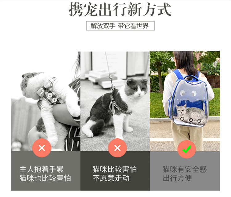 Space Capsule Cat Pet Backpack Transparent Dog Backpack out Breathable and Portable Pet Bag Chest Backpack