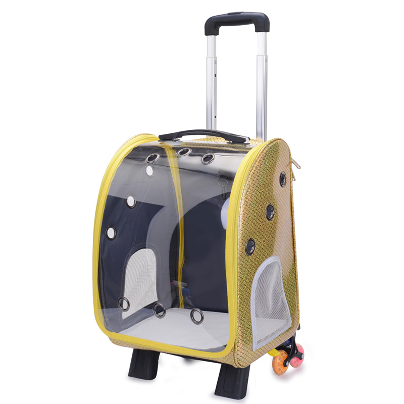 Cross-Border Special for New Pet Trolley Bag Outdoor Portable Dog Bag Transparent Pet Cat Bag Large Capacity Pet Backpack