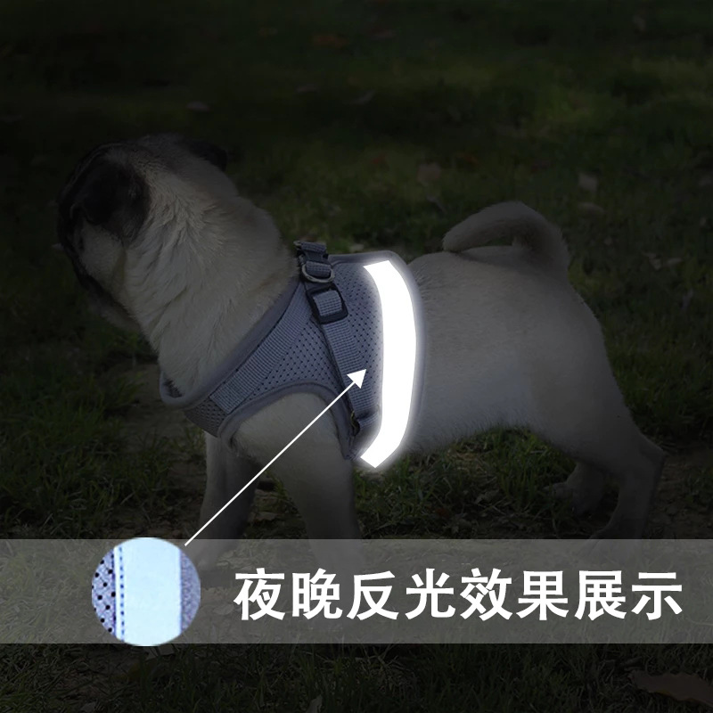 Cross-Border Dog Traction Suit Cat Pulling Rope Reflective Chest and Back Clothing Dog Harness Small and Medium-Sized Pet Supplies Wholesale