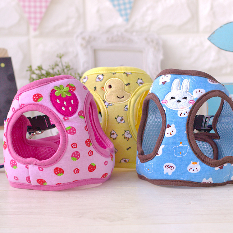 Petstyle Full Printed Cartoon Chest and Back Pet Harness Dog Vest Hand Holding Rope