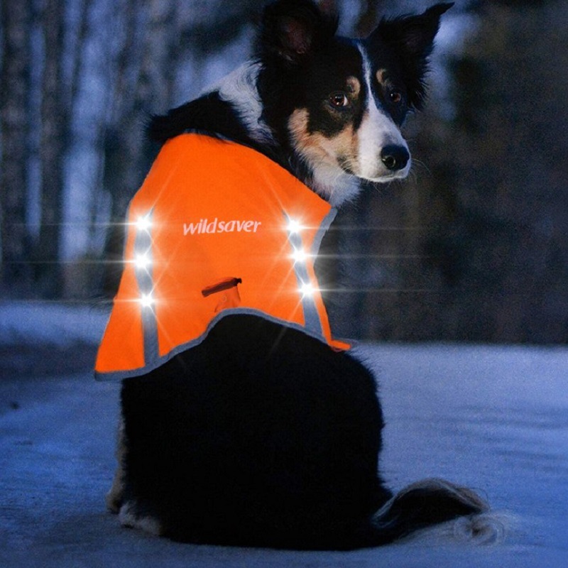 Factory Direct Sales Led Orange Luminous Pet Vest USB Rechargeable Reflective Dog Clothes Waterproof Chest Back Pet Supplies