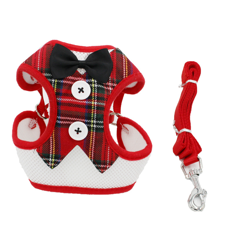 New Dog Hand Holding Rope Pet Bow Dress Mesh Chest Back Suit Bichon Dog Vest Supplies