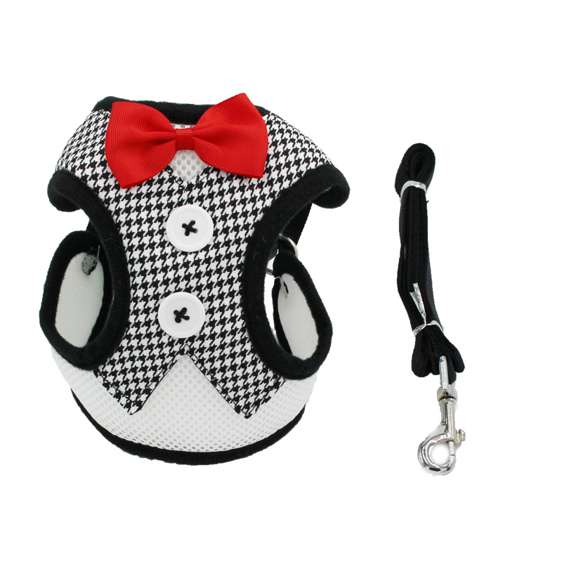 New Dog Hand Holding Rope Pet Bow Dress Mesh Chest Back Suit Bichon Dog Vest Supplies