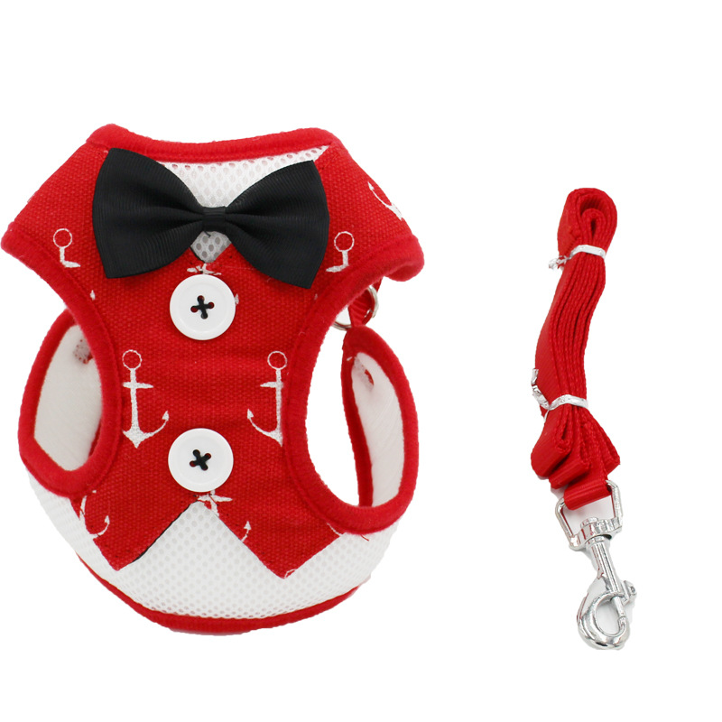 New Dog Hand Holding Rope Pet Bow Dress Mesh Chest Back Suit Bichon Dog Vest Supplies
