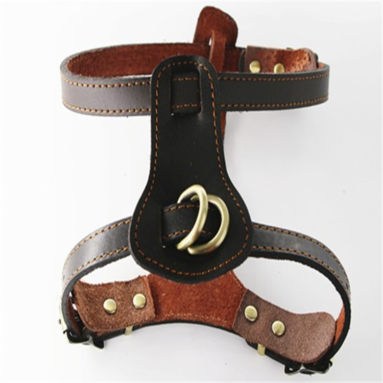 Dog Leather Chest Strap Cowhide Pet&#039;s Chest-Back Medium Large Dog Hand Holding Rope Golden Retriever/German Shepherd Factory Direct Sales Strap