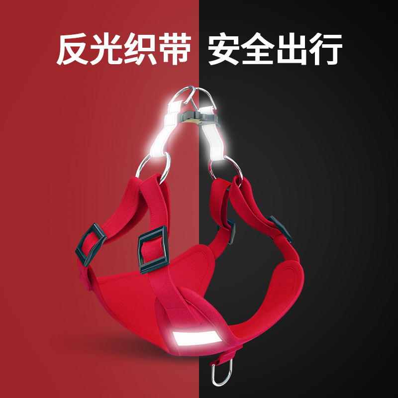 Cross-Border Pet Supplies Dog Vest-Style Traction Rope Chest Back Set Reflective Dog Rope Suede Cat Chest Back