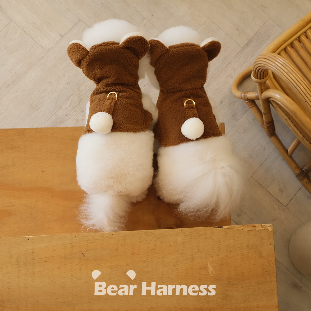 Spot Ins Korean Bear Stand Ear Cap Chest Back Pet Dog Bichon Maltese Small Dog Hand Holding Rope