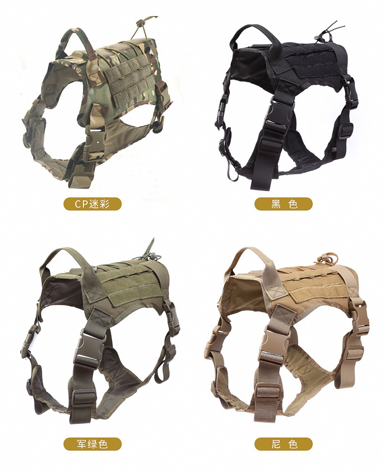 Tactical Dog Clothes Pet Vest Big Dog Clothes Clothes Outdoor Camouflage Dog Vest Nylon Waterproof Chest Back Training Vest K9