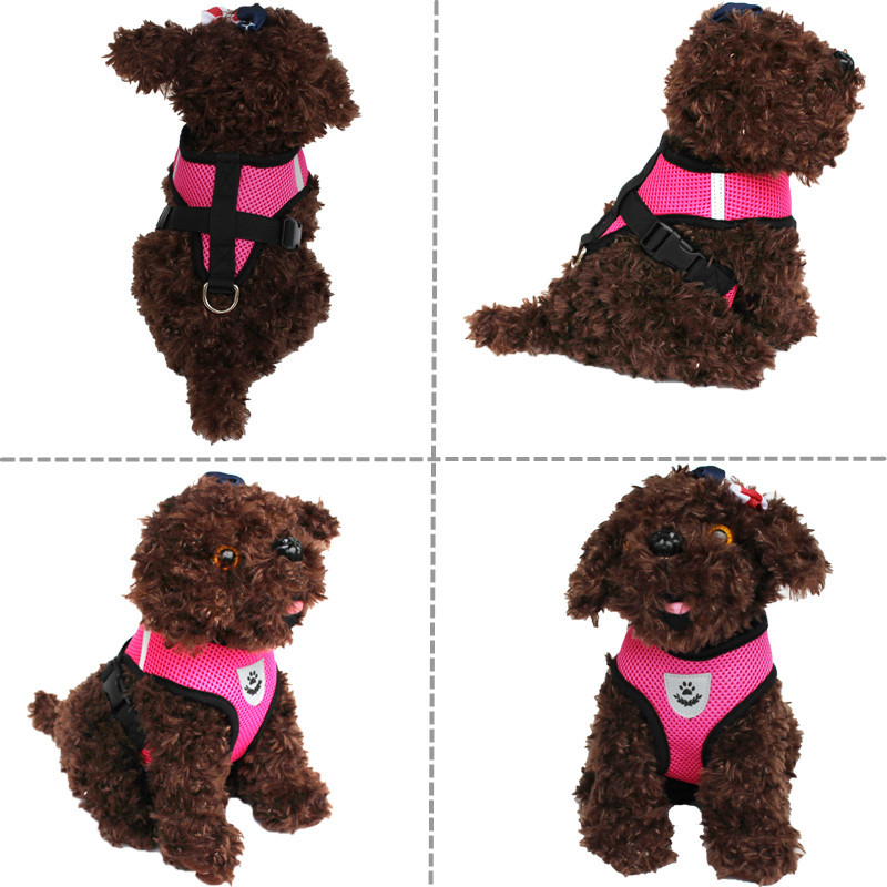 Pet Harness Dogs and Cats Mesh Chest and Back Dog Leash Cat Pulling Rope I-Shaped Vest for Leash Set